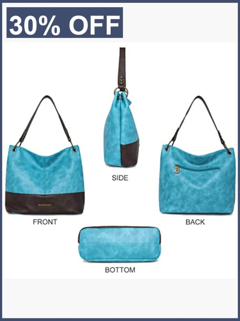 Slouchy Hobo Bag Women Shoulder Tote Vegan Leather Zip Top Purse Large